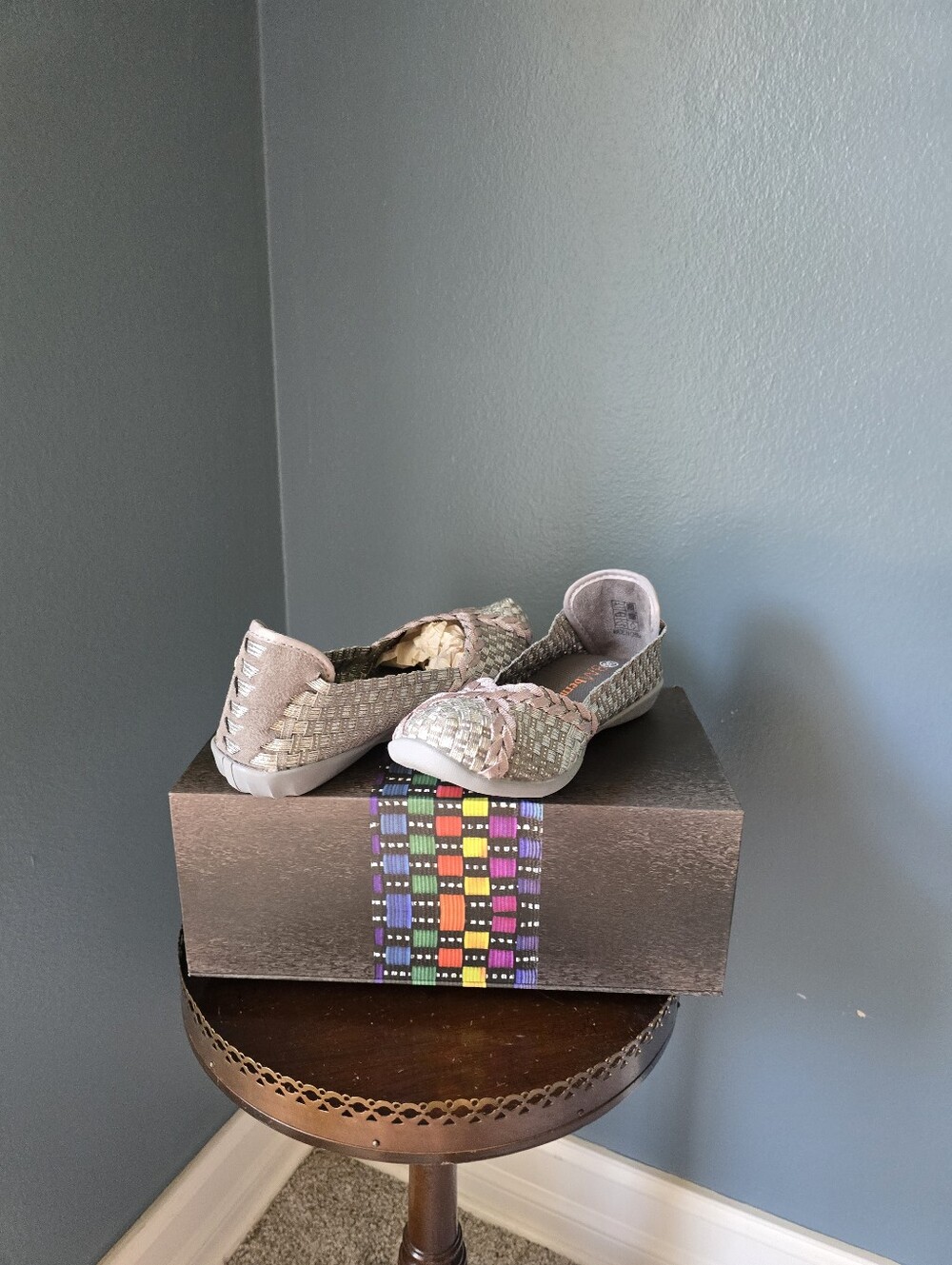 bernie mev. Woven Slip-On Flats in Light Taupe
